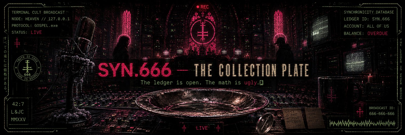SYN.666 — THE COLLECTION PLATE — The ledger is open. The math is ugly.