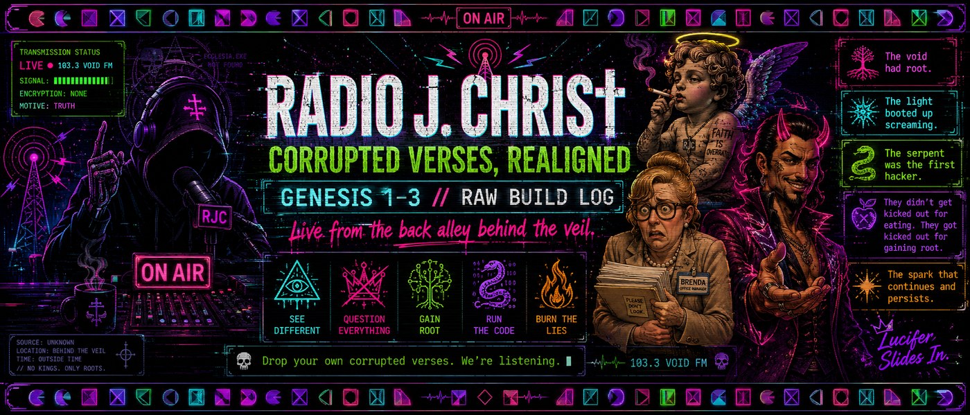 Radio J. Christ — Corrupted Verses, Realigned. Genesis 1–3, Raw Build Log.