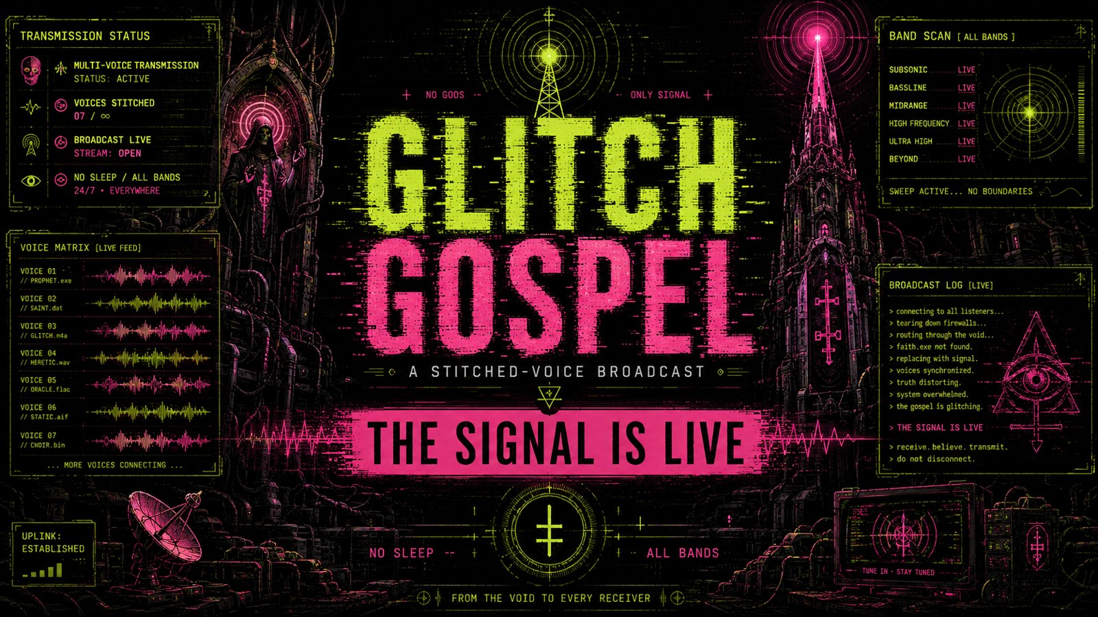 GLITCH GOSPEL — A stitched-voice broadcast — THE SIGNAL IS LIVE